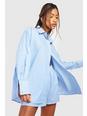 Blue Cotton Pinstripe Oversized Pyjama Shirt