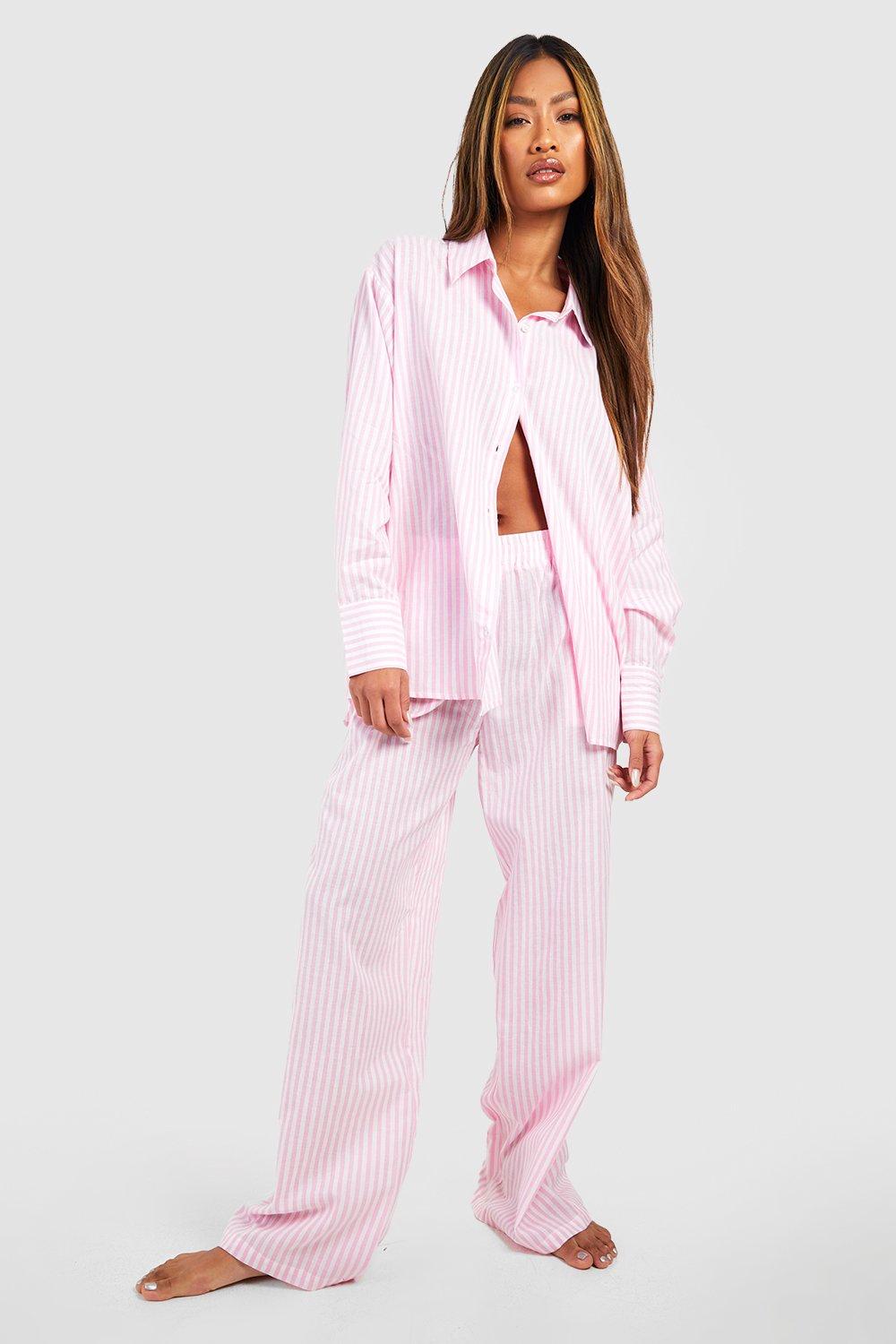 Women's Luxury Brushed Cotton Pyjama Bottoms, Vintage Pink Stripe, UK  Made