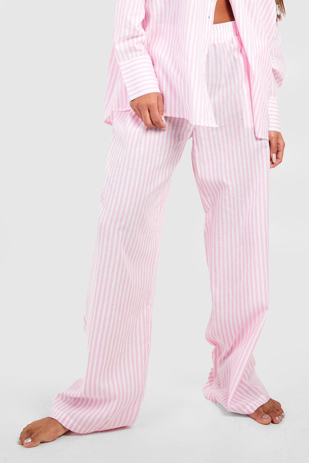 Striped Cotton Pajama Pants - Pink Stripes