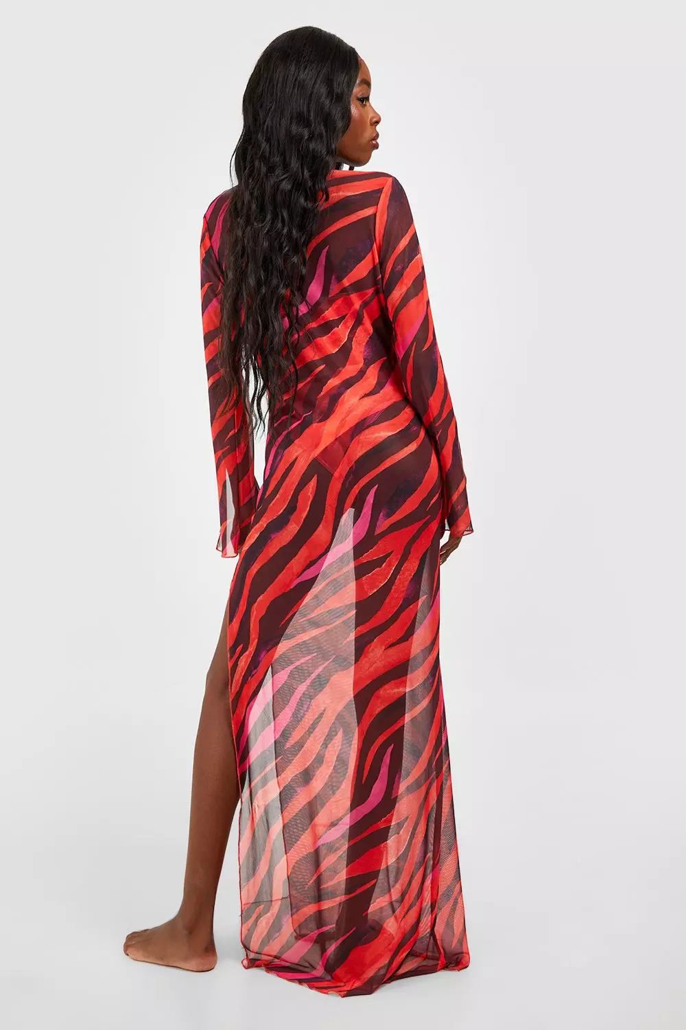 Red Zebra Cover Up Maxi Beach Kaftan alternative image