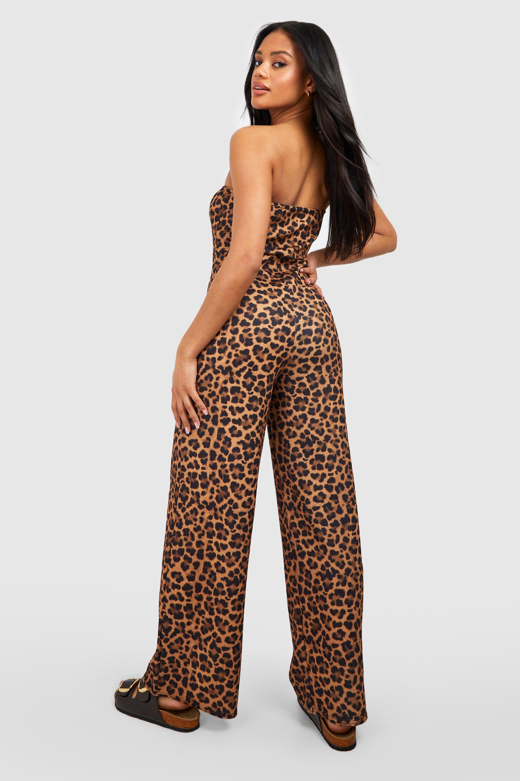 Leopard hot sale strapless jumpsuit