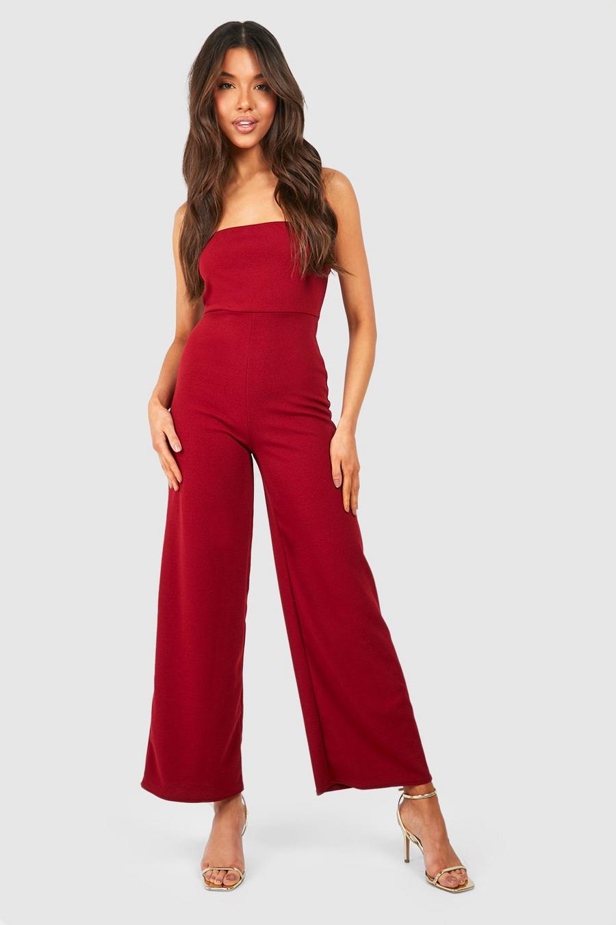 Berry Crêpe Strapless Wide Leg Jumpsuit image number 1
