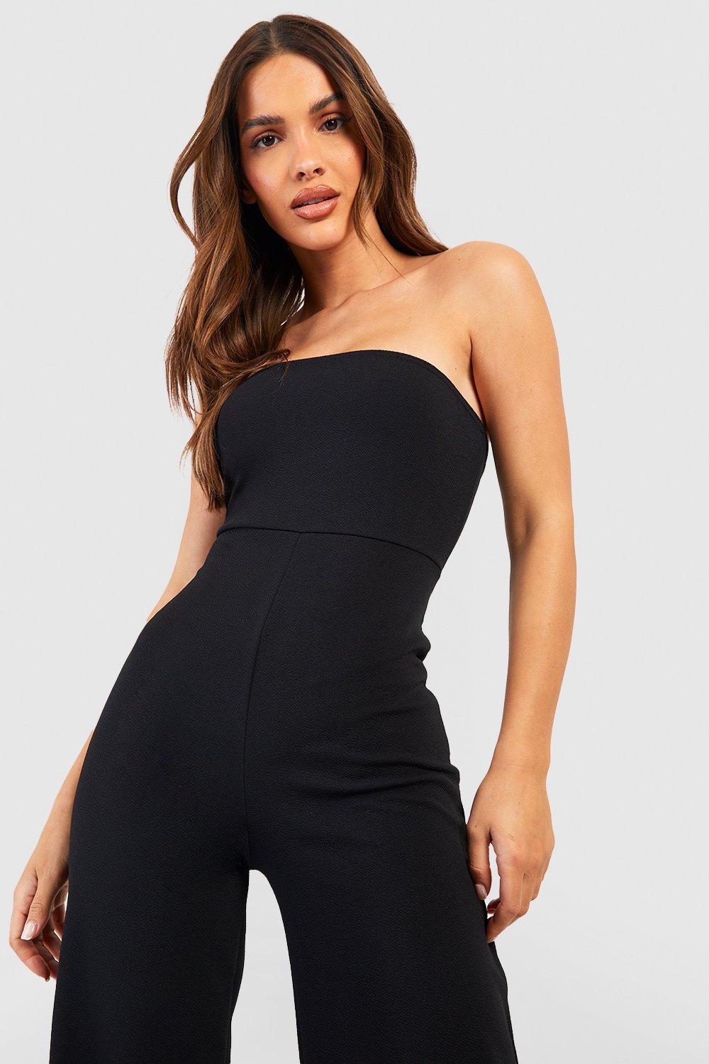 Black strapless jumpsuit uk hotsell