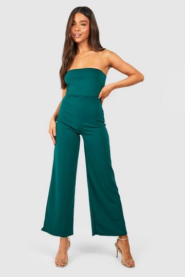 Bandeau Crepe Wide Leg Jumpsuit emerald