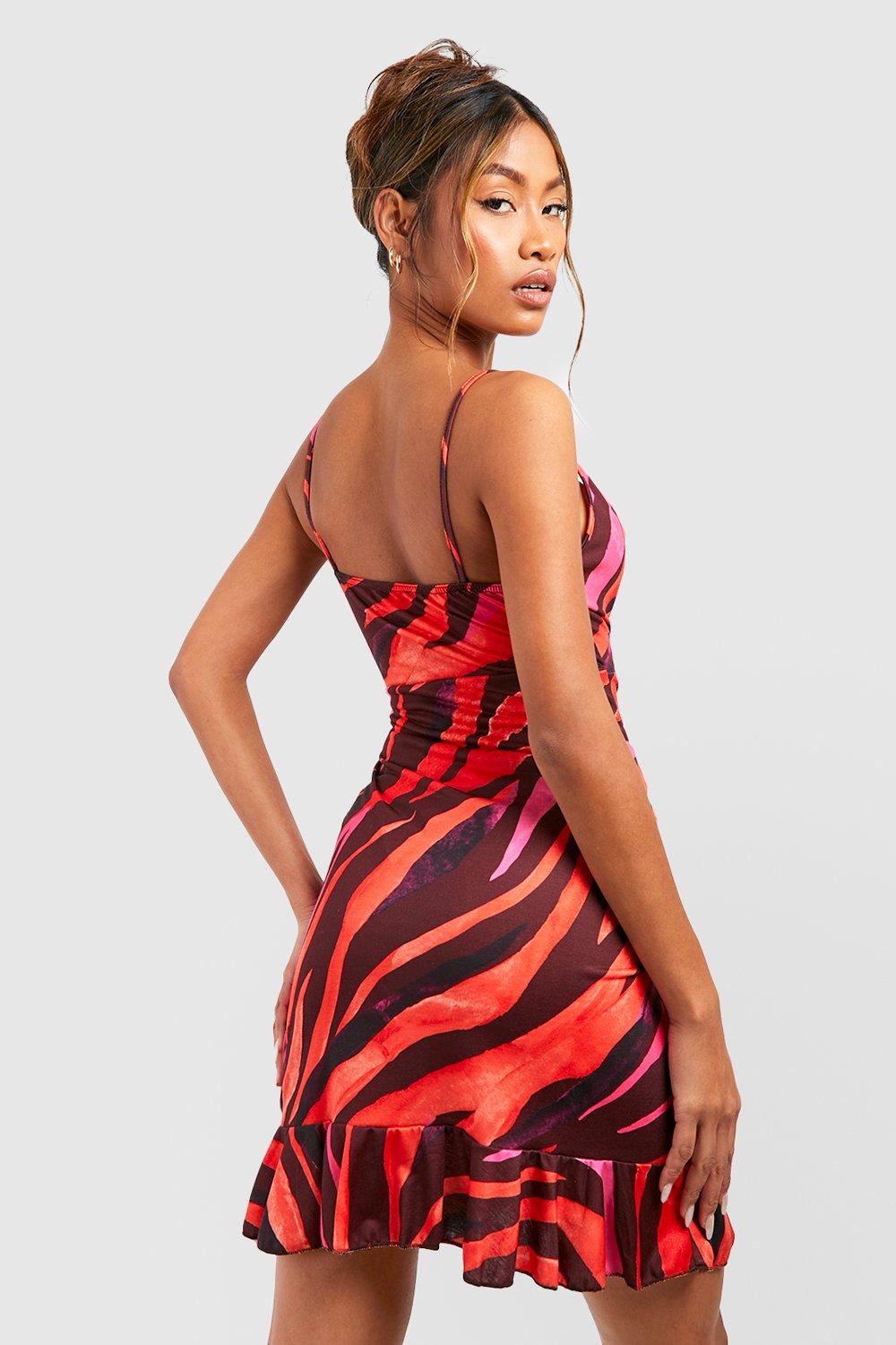 Boohoo red leopard hot sale print dress