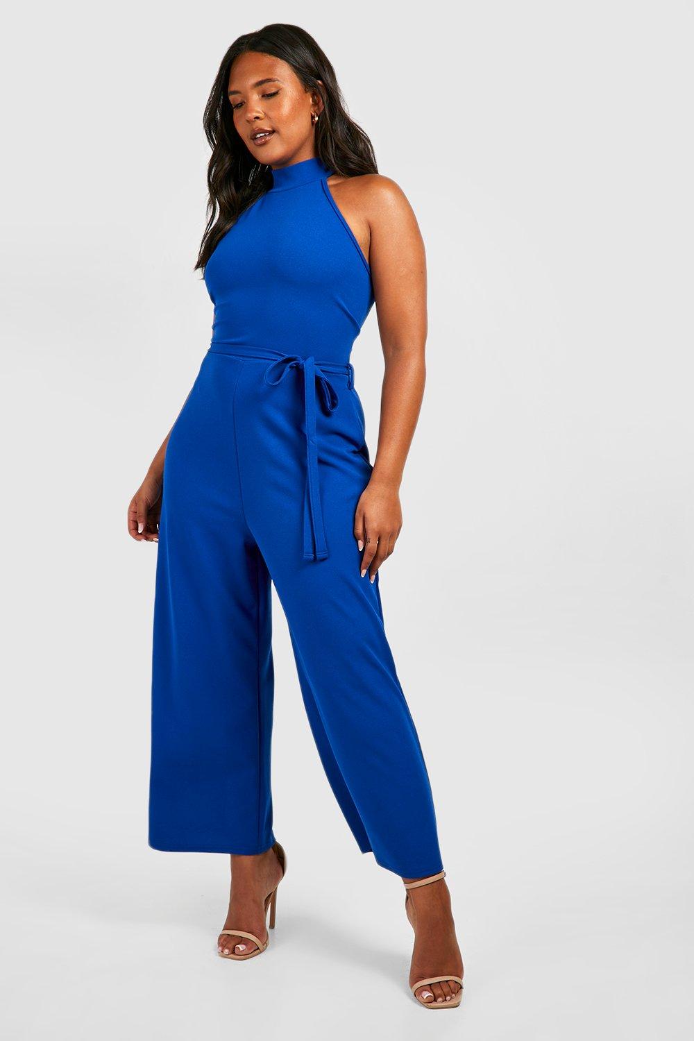 Blue jumpsuit hot sale boohoo