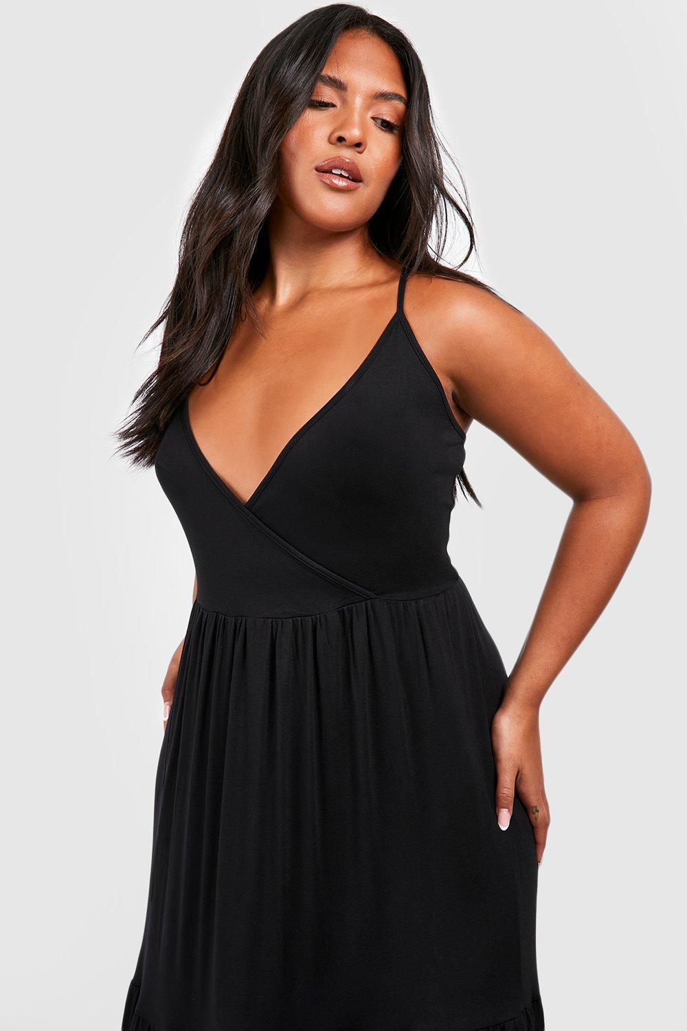 Plus Jersey Strappy Tiered Maxi Dress