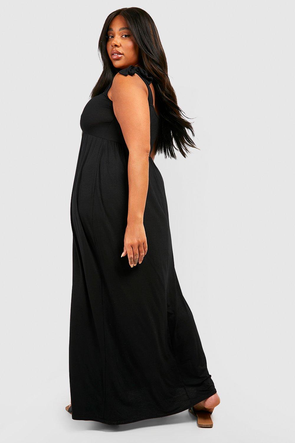 Plus Jersey Tie Shoulder Maxi Dress