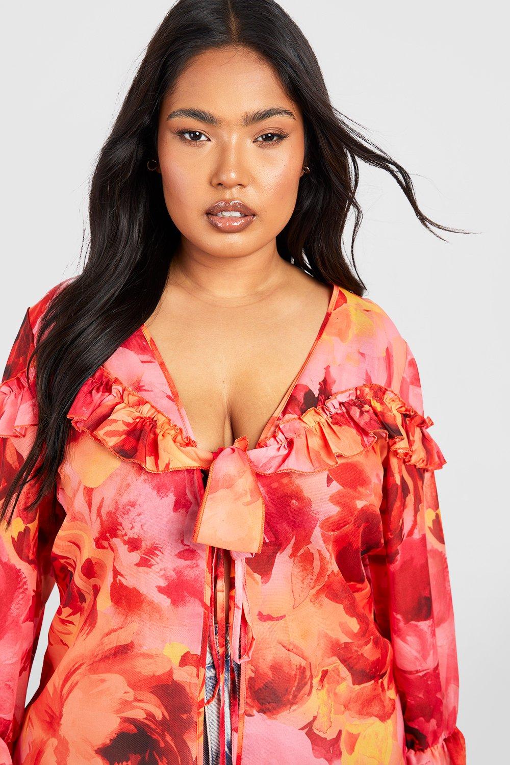 Boohoo best sale ruffle blouse