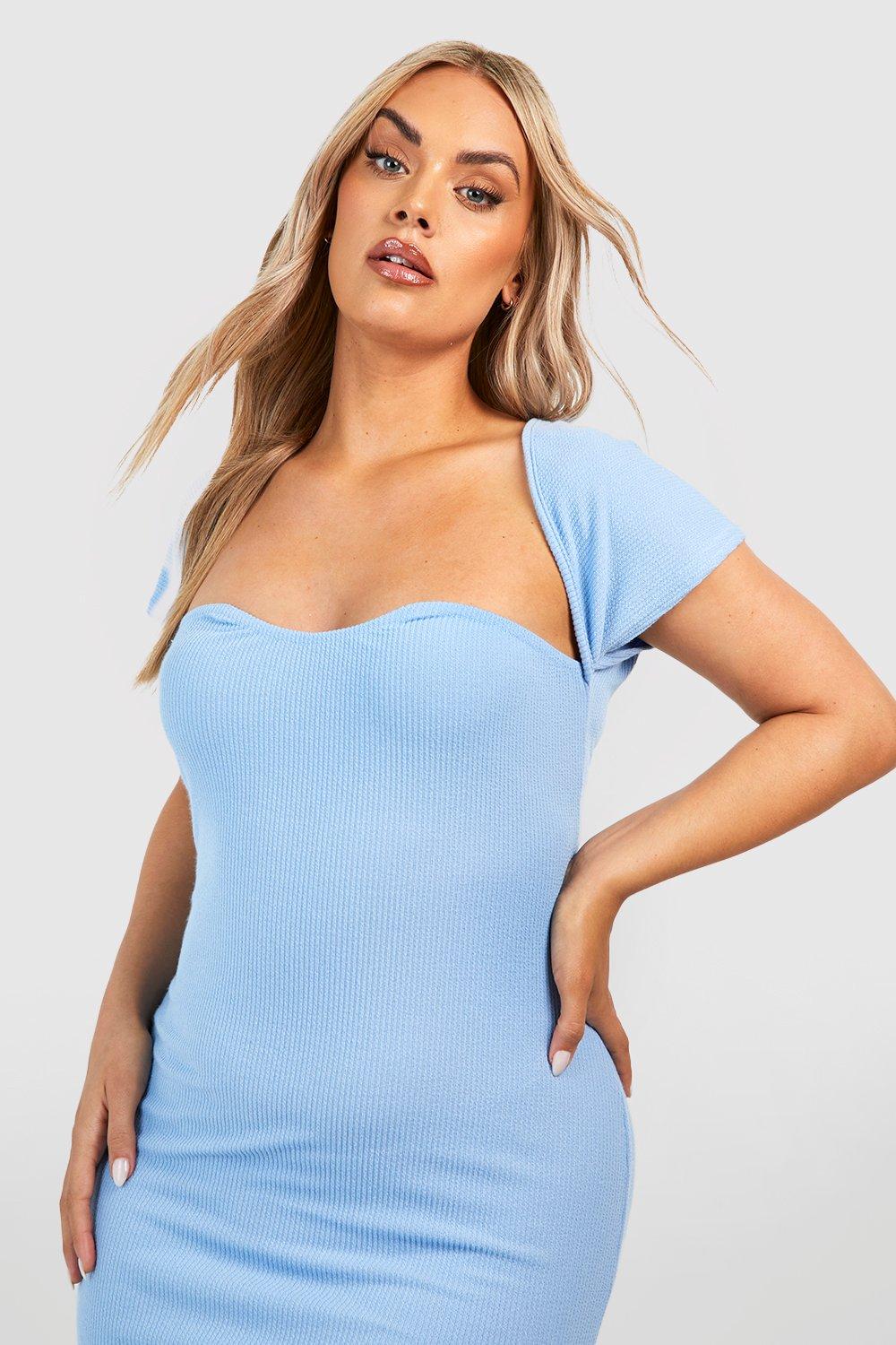 Grande taille Robe longue c tel e manches courtes boohoo