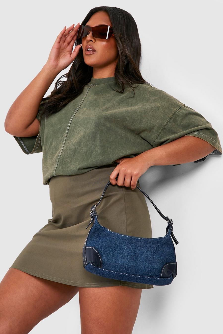Khaki Plus Elasticated Waist Band Mini Skirt