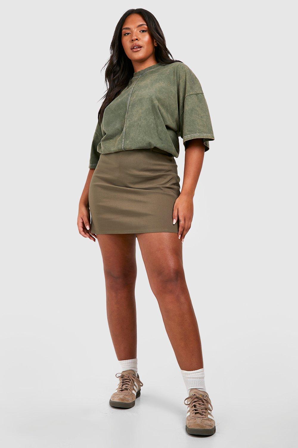 Plus size khaki skirt top sale