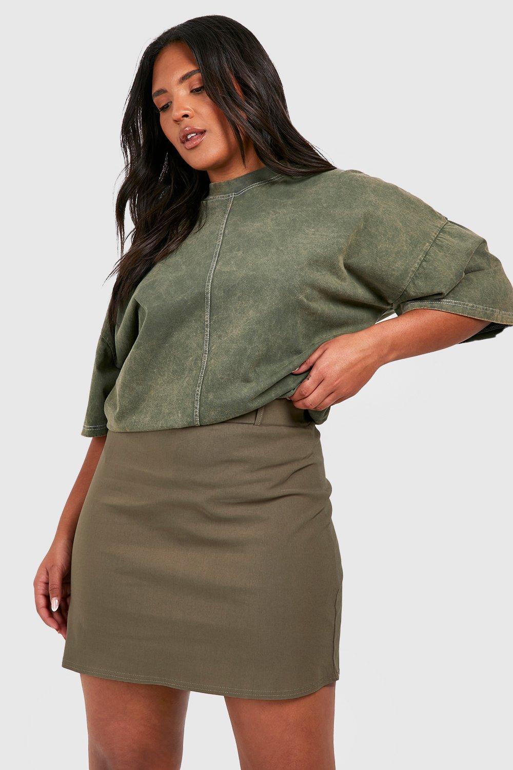 Khaki shop skirt boohoo