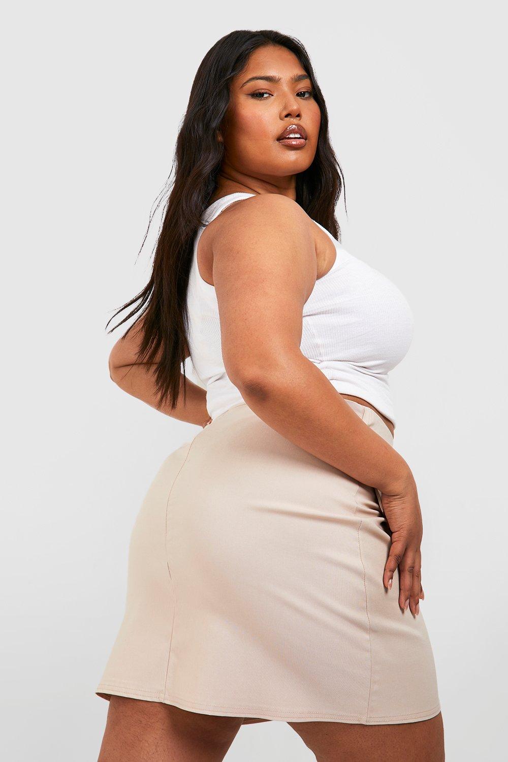 Plus size white hot sale leather skirt