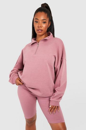 Grande taille - Ensemble avec sweat oversize et short cycliste mauve