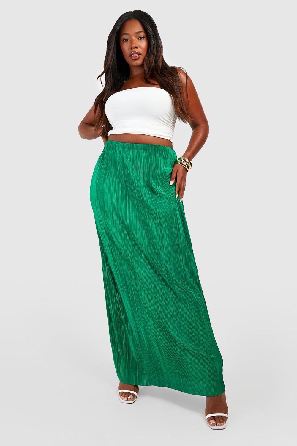 Pleated maxi skirt plus size best sale