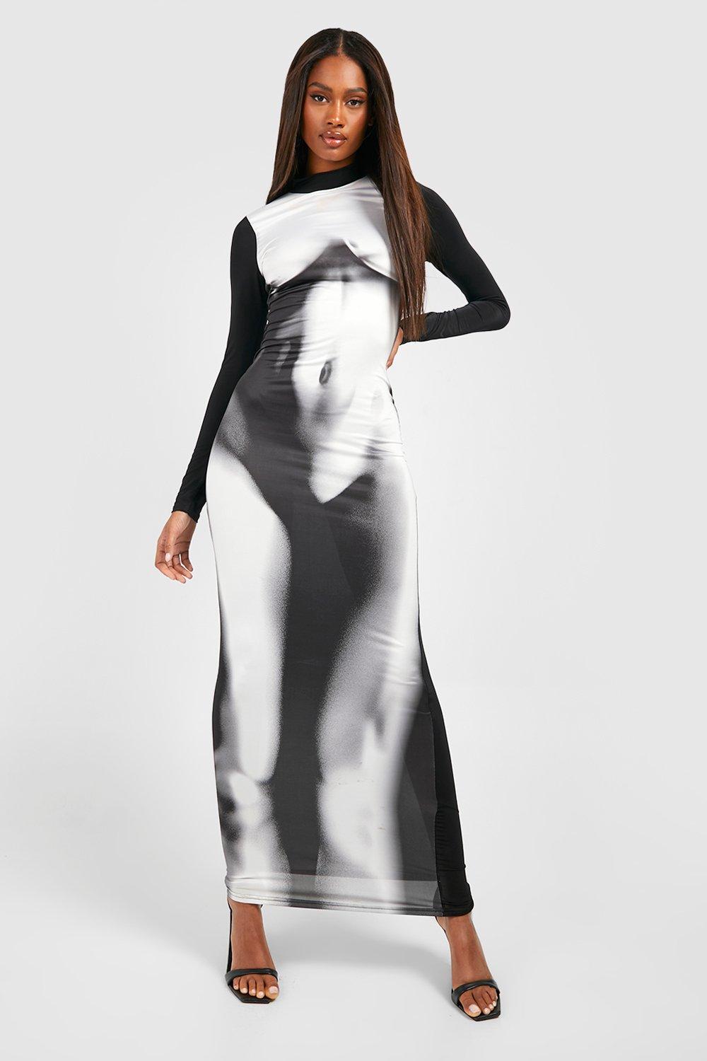 Body Print Slinky Maxi Dress