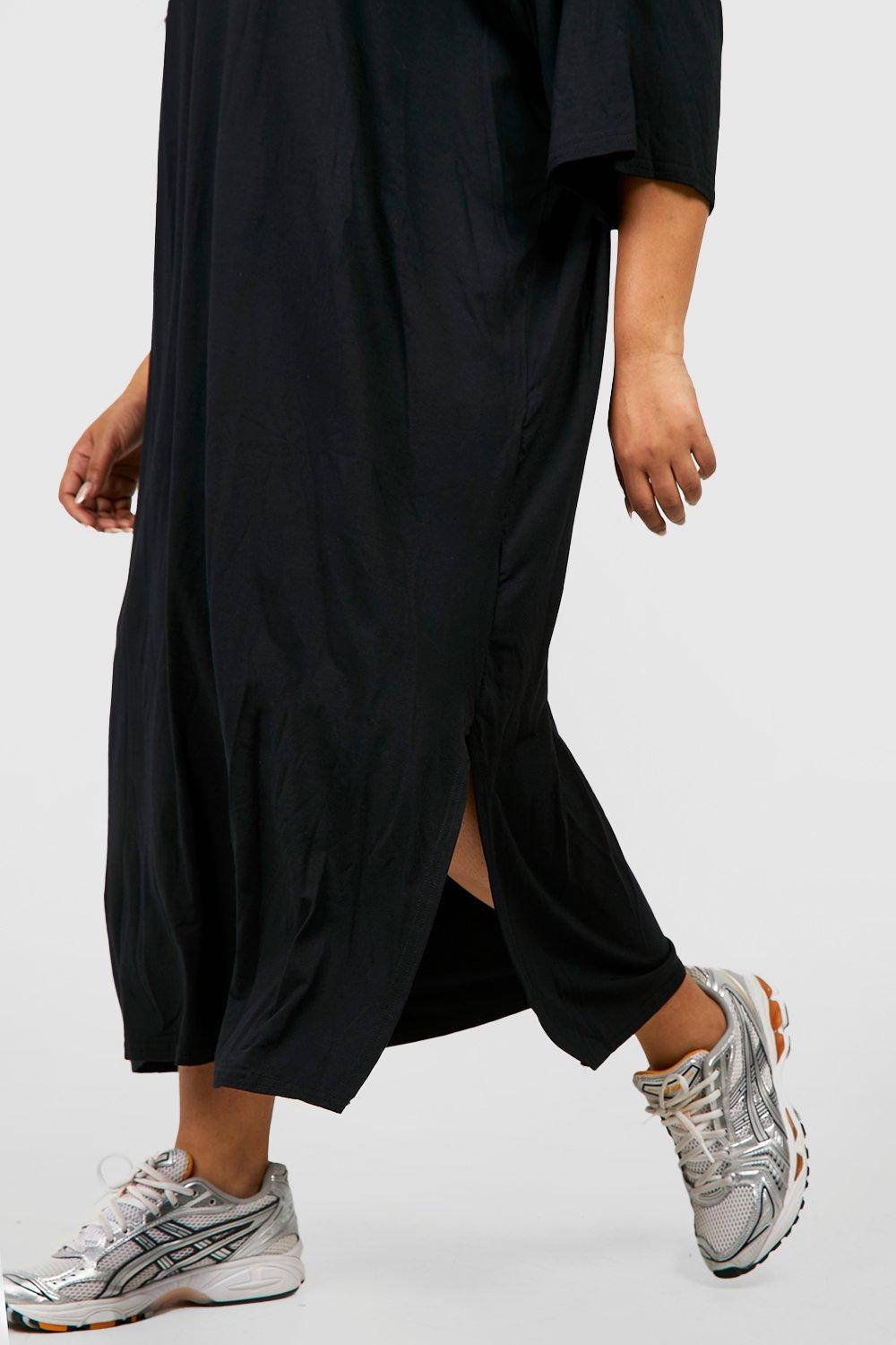 Grande taille Robe t shirt fendue en jersey boohoo