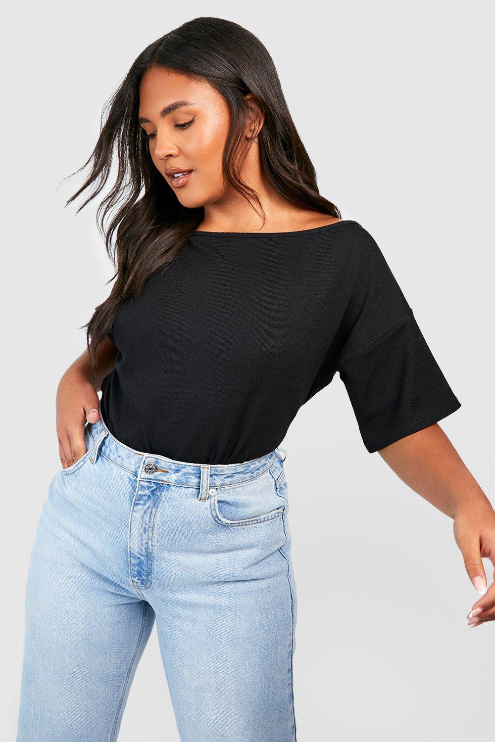 Black drop shoulder oversized crop top new arrivals