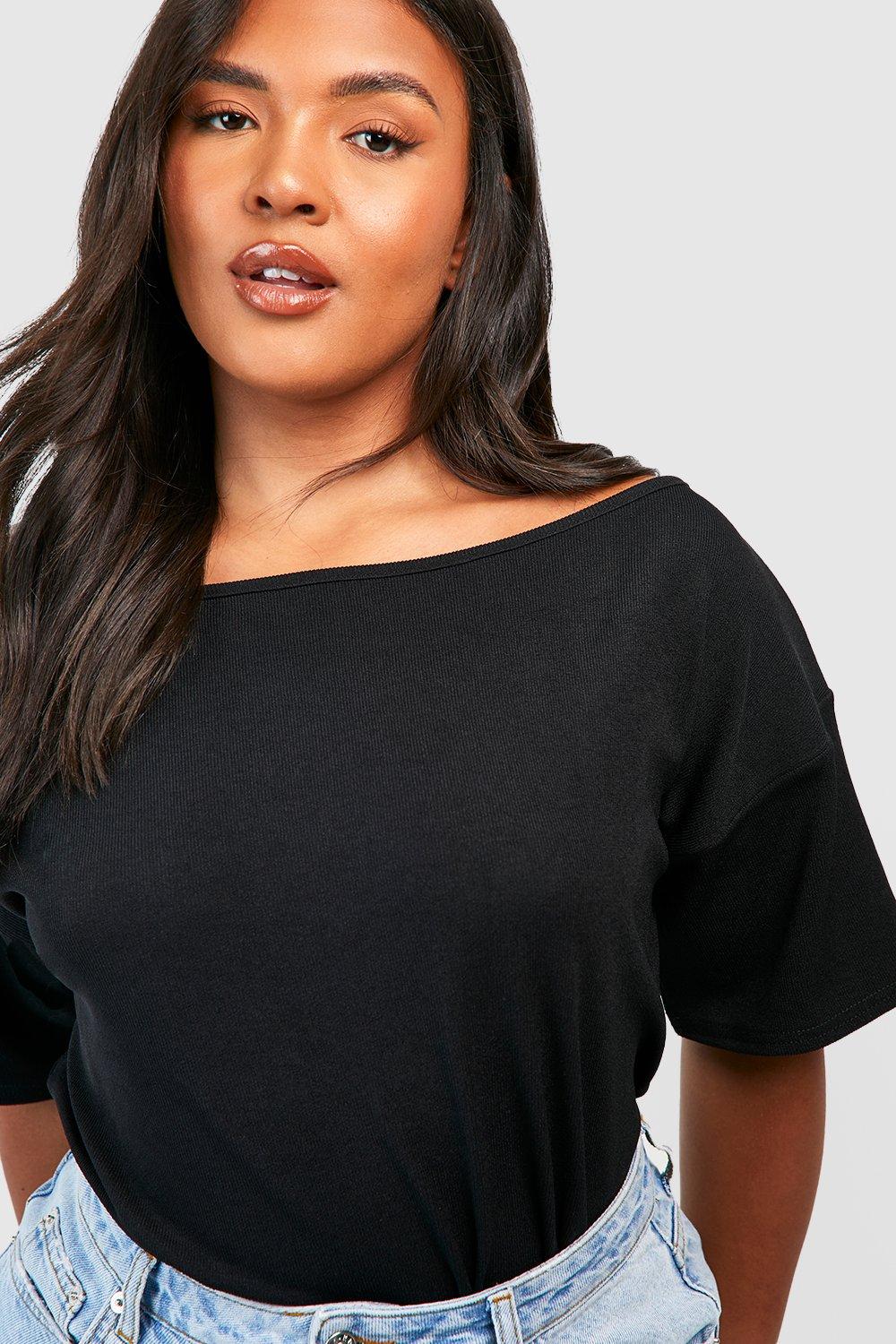 plus size off the shoulder t shirt