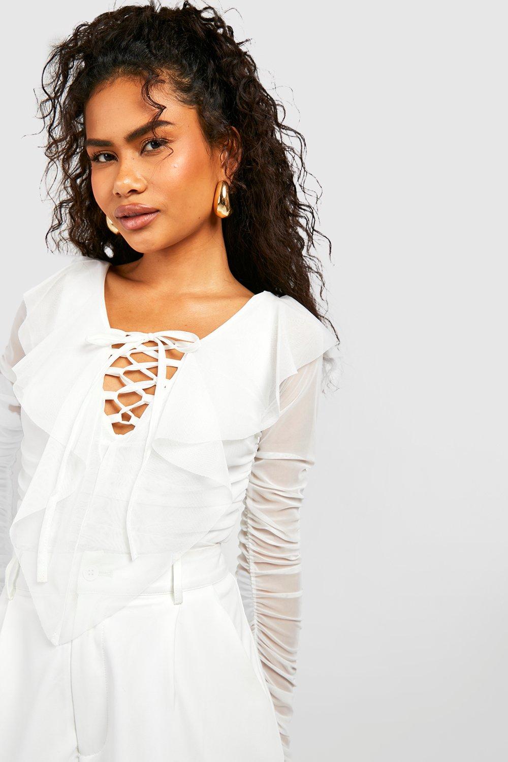 LONG SLEEVE LACE BODYSUIT - Ecru