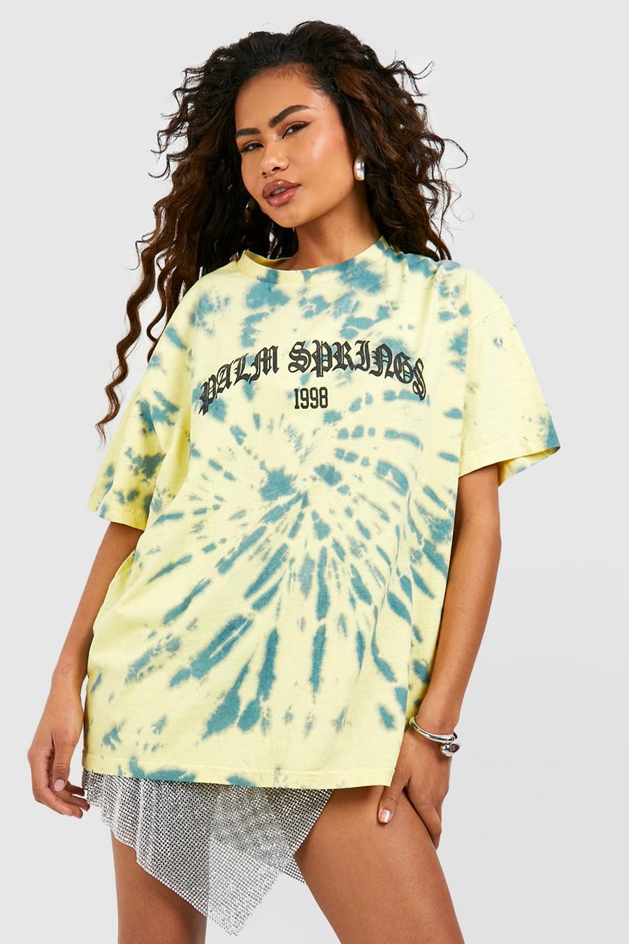 Grey Palm Springs Tie Dye Oversized T-shirt image number 1