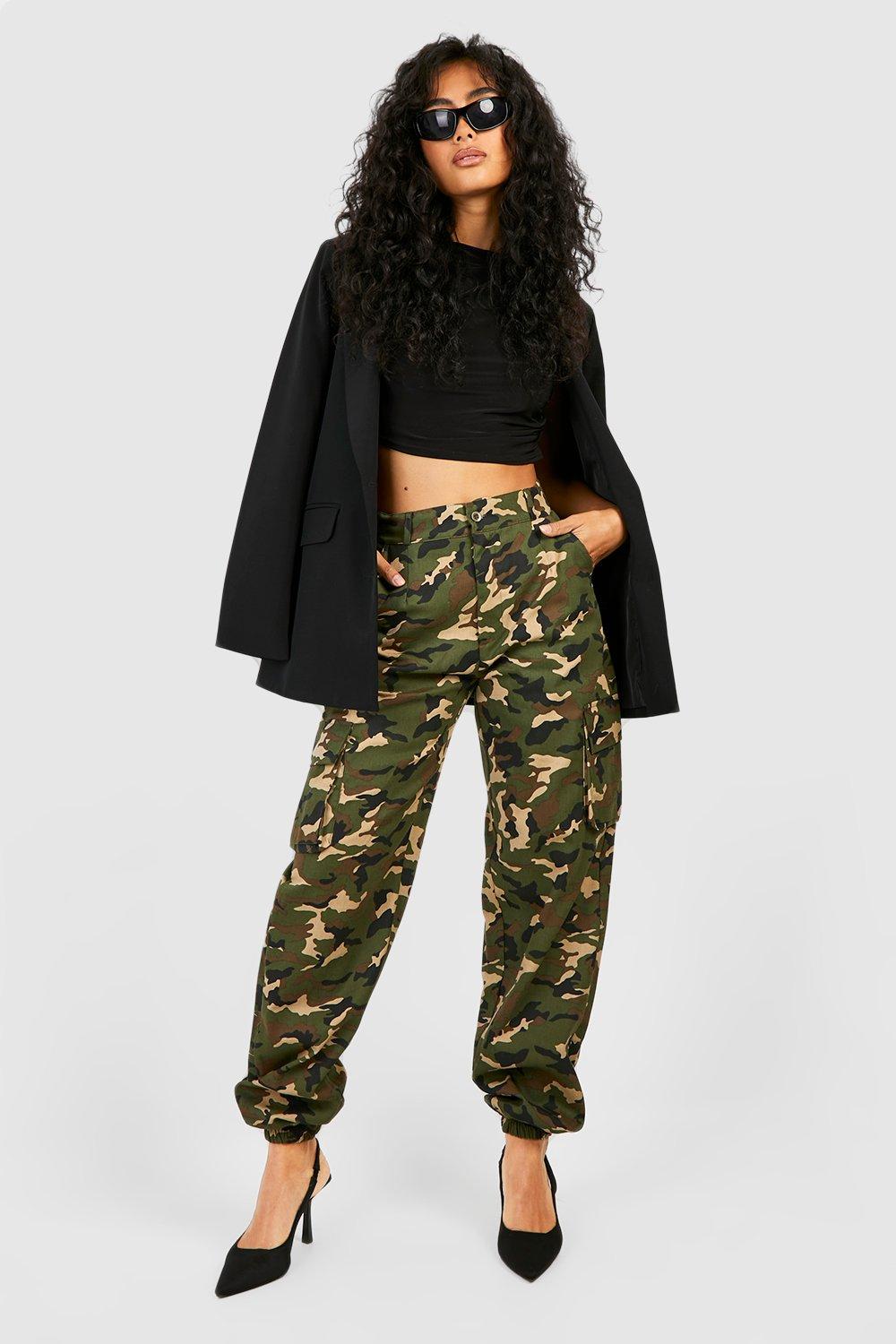 Camo Print Drawstring High Waist Capris Pants Casual Dual - Temu