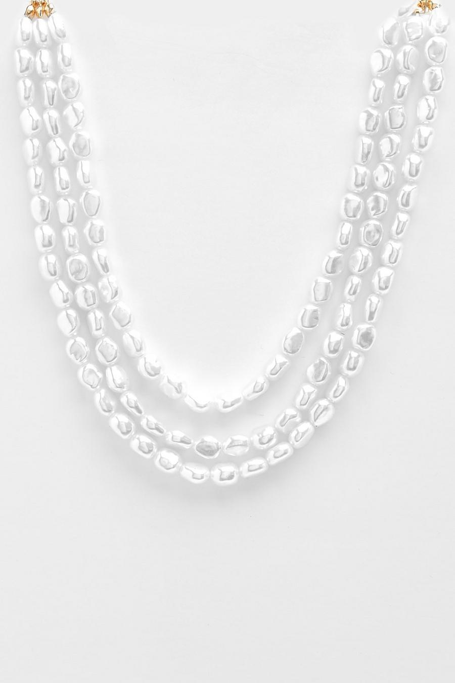 White Pearl Multirow Necklace image number 1