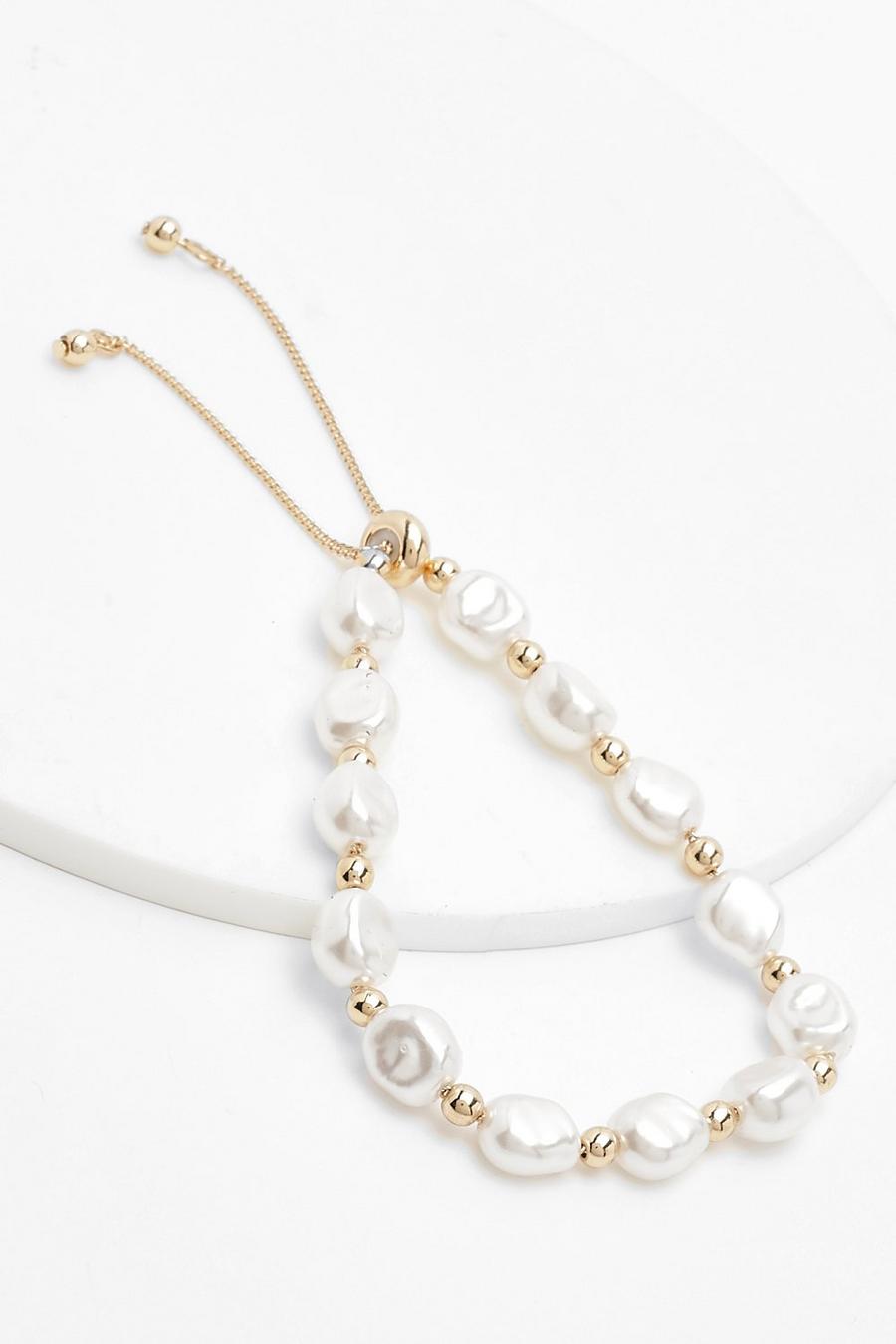 Gold metallic Organic Pearl Toggle Bracelet