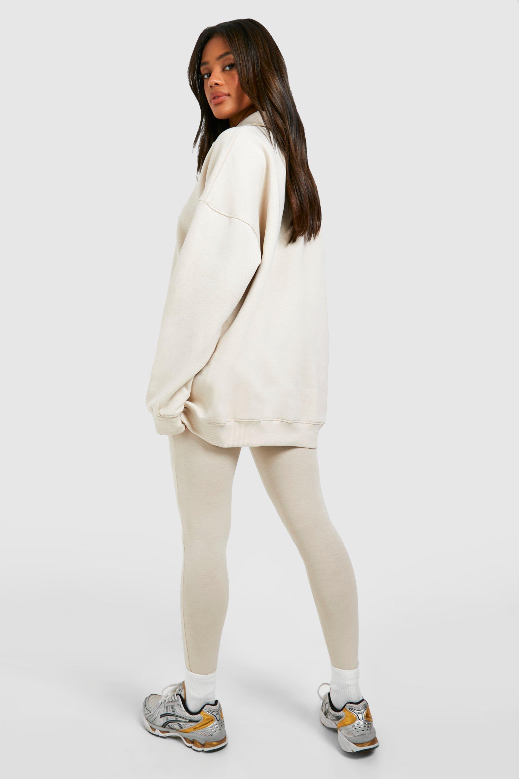 Set felpa oversize con zip corta legging