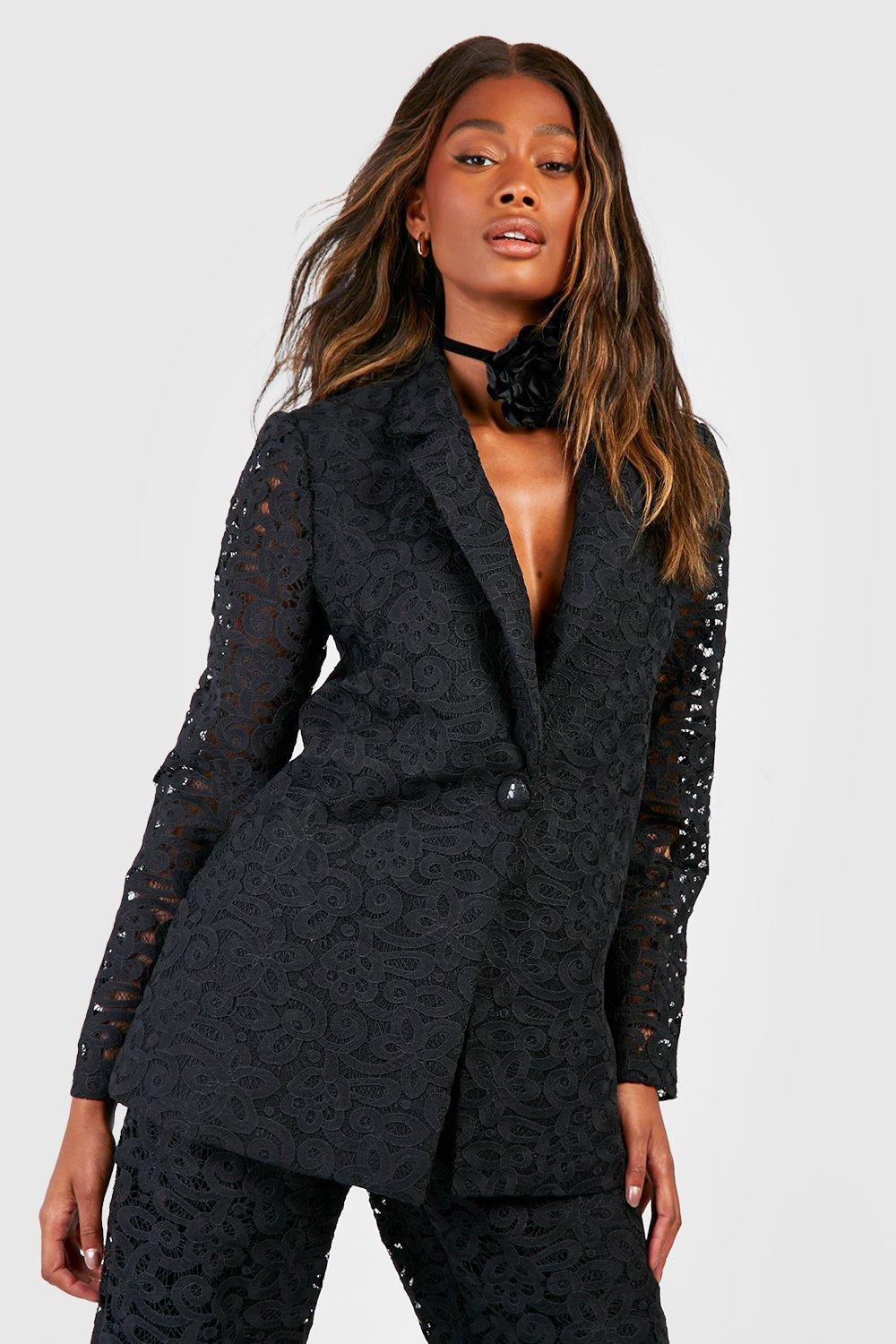 Premium Lace Fitted Tailored Blazer