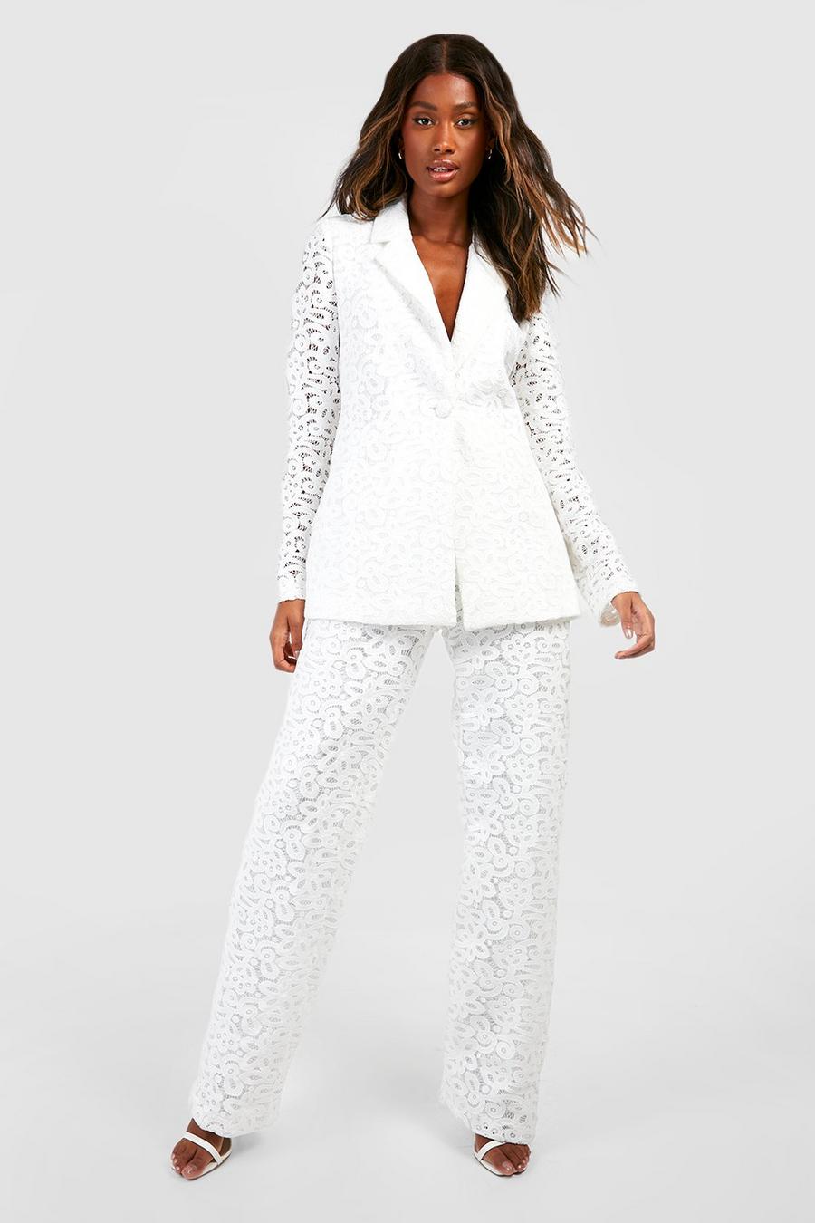 Ivory Premium Lace Flared Dress Pants image number 1