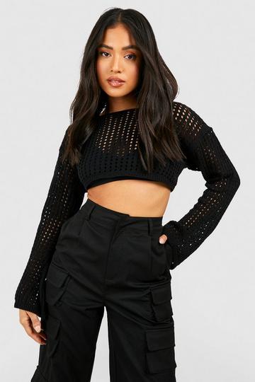 Black Petite Crochet Knitted Bolero