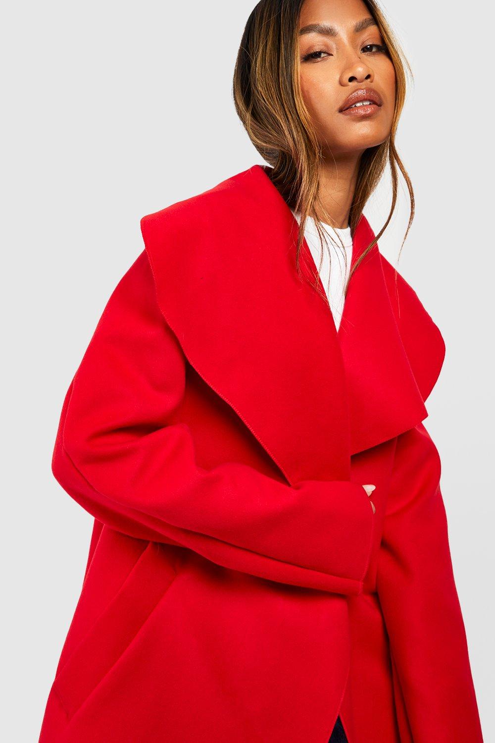 Belted waterfall coat outlet boohoo