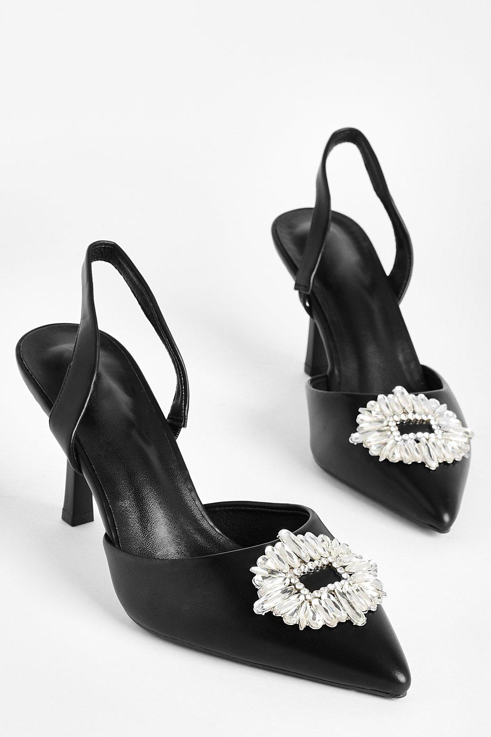 Black heels hot sale with embellishment