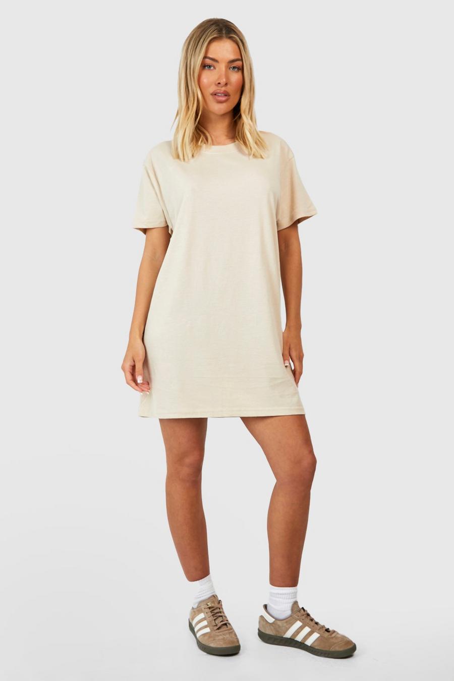 Basic Oversize T-Shirt-Kleid, Sand image number 1