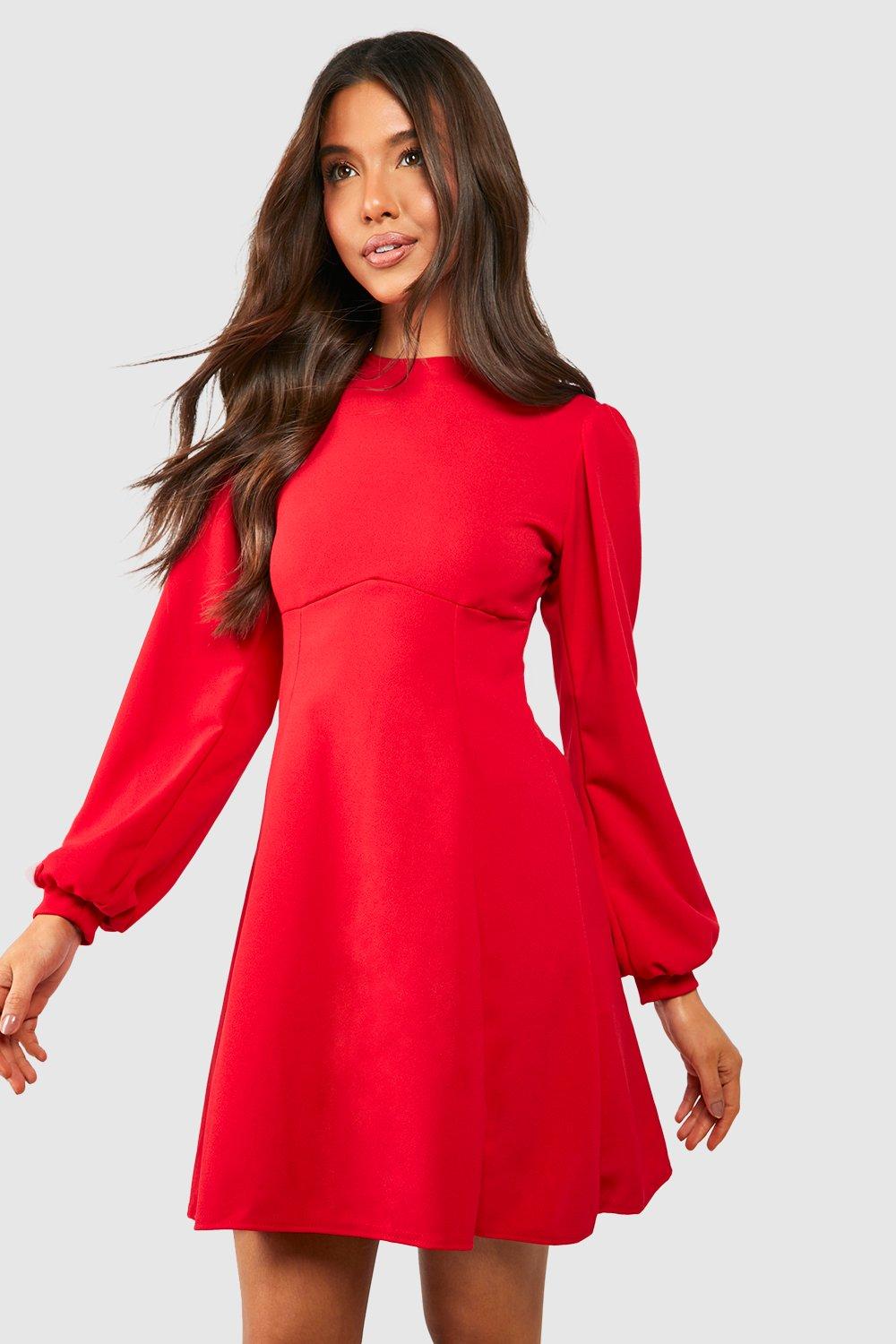 Boohoo red sales skater dress