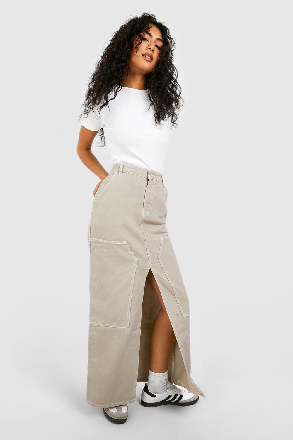 Tall Stone Contrast Knit High Waist Flare Pants