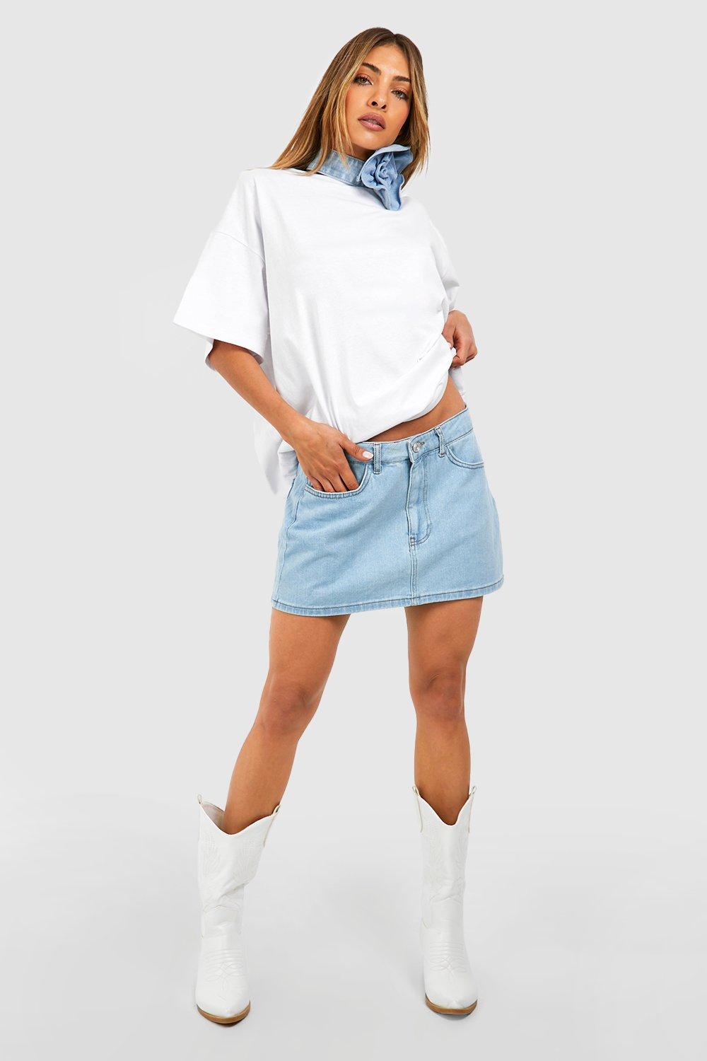 Light Blue Denim Low Waisted Micro Mini Skirt