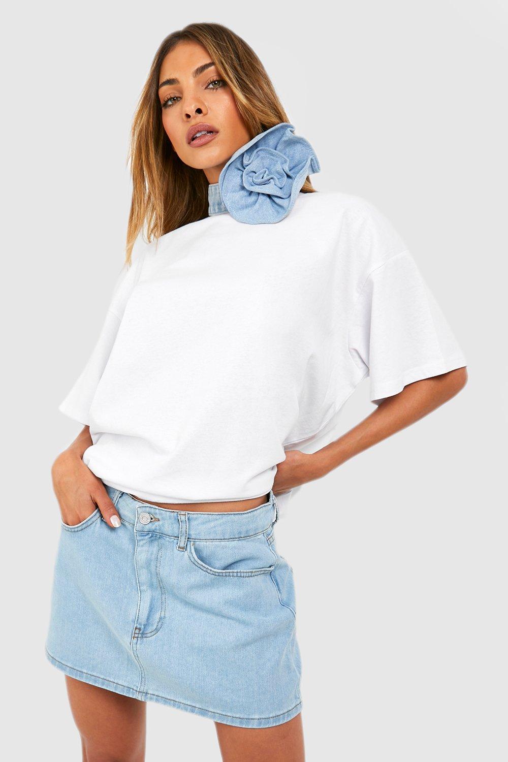 White denim micro outlet mini skirt