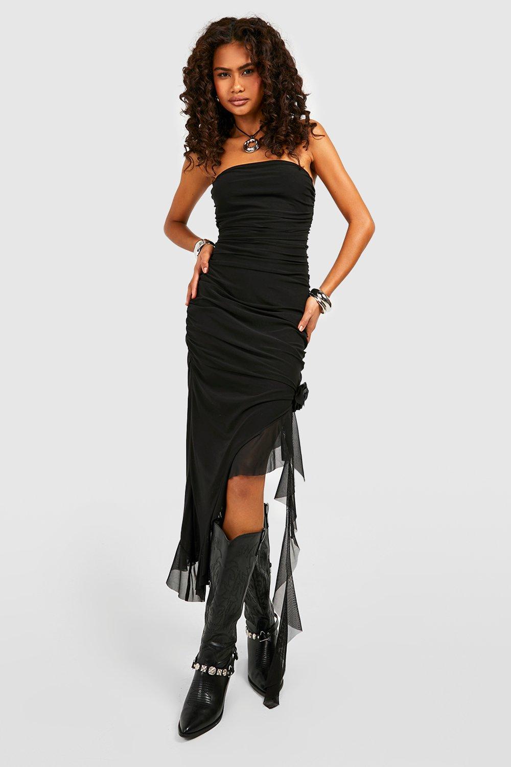 Black ruffle hot sale dress