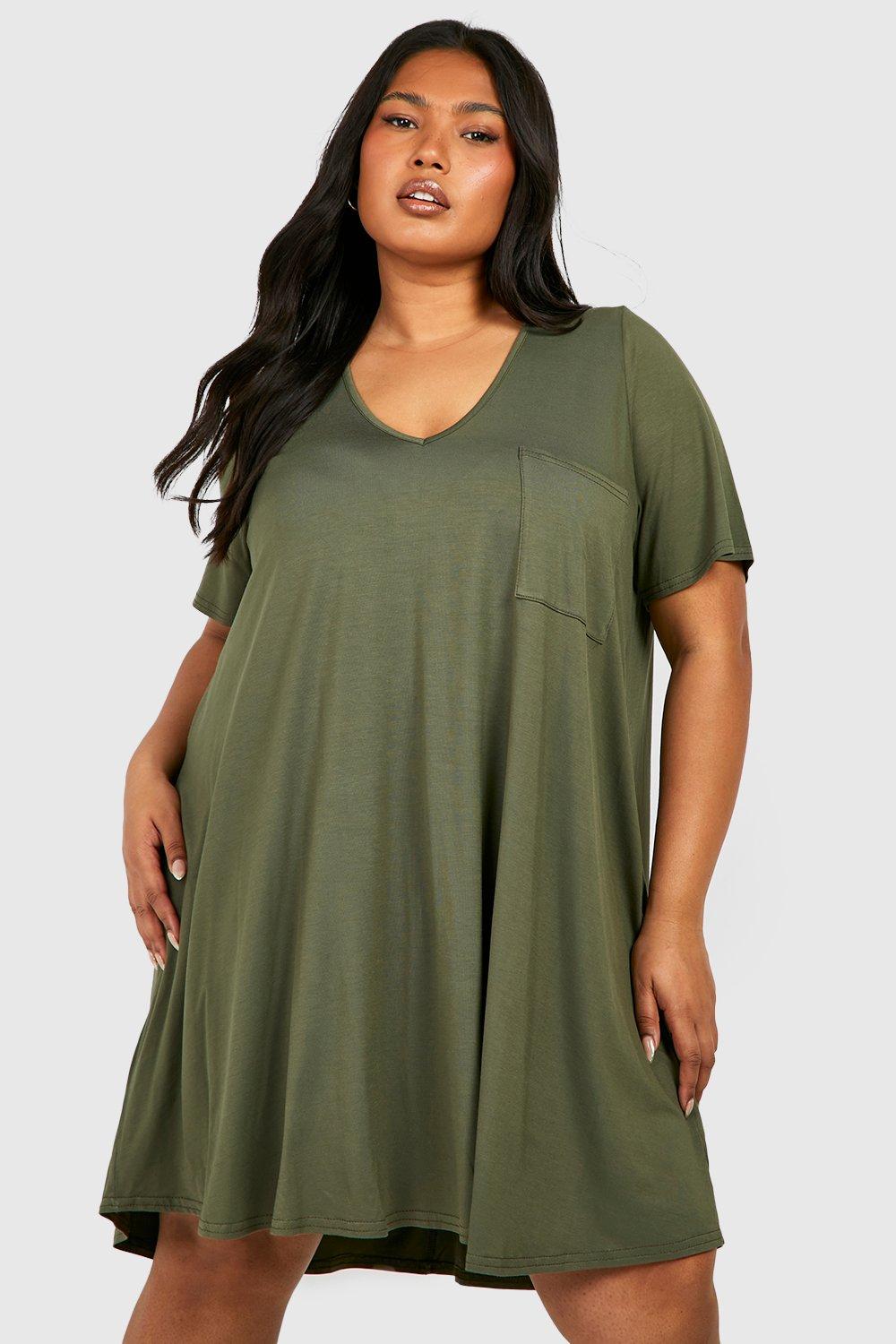 Plus size swing shop dress with pockets