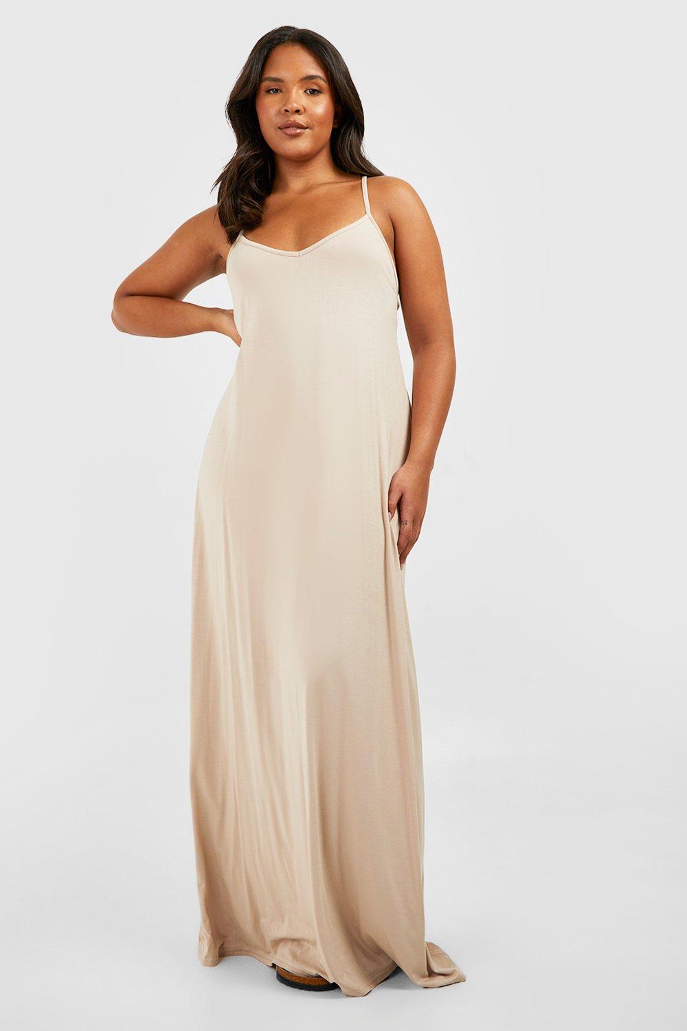 Grande taille Robe longue en jersey bretelles