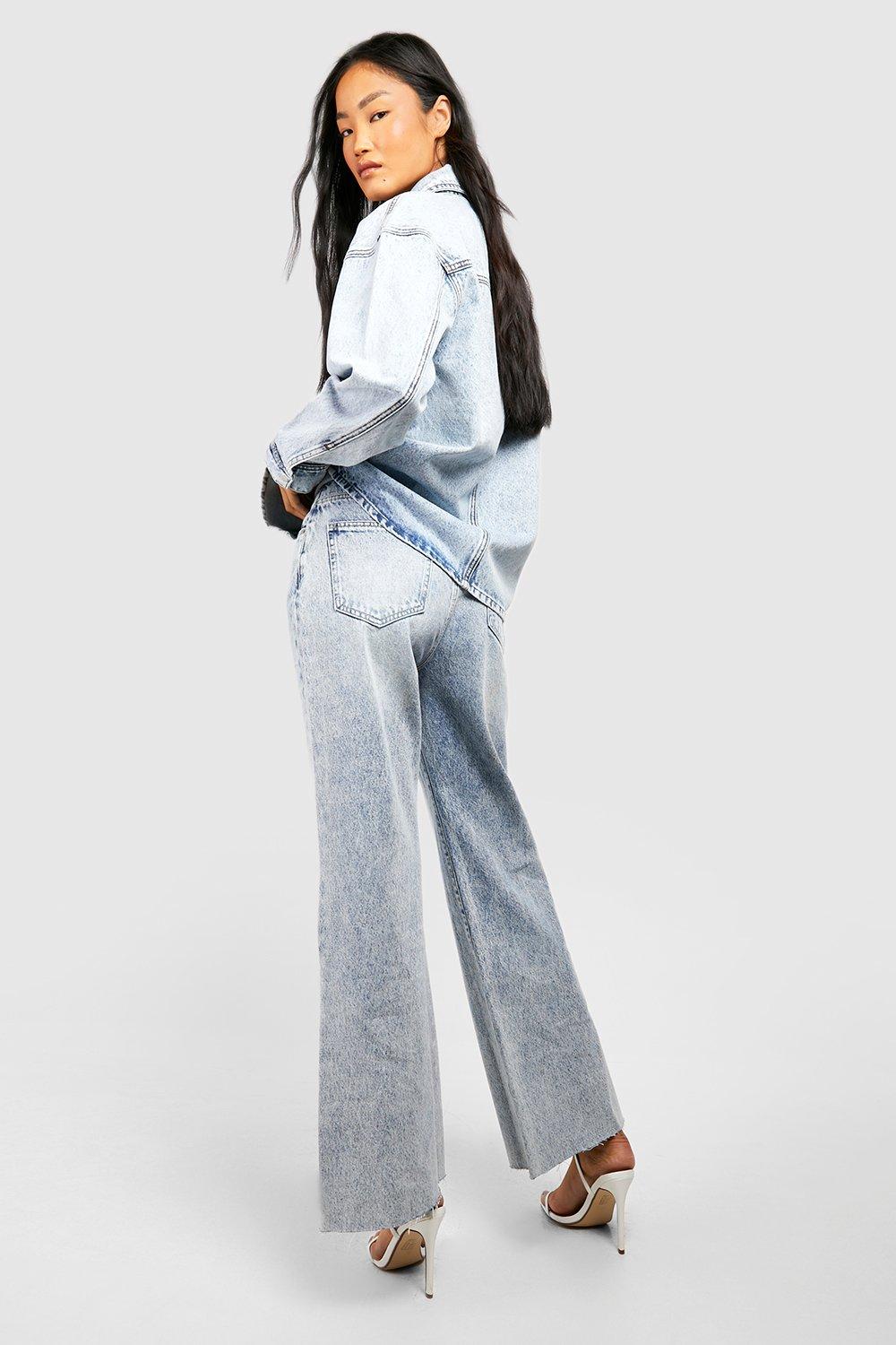 Light Blue Acid Wash Seam Waist Jeans