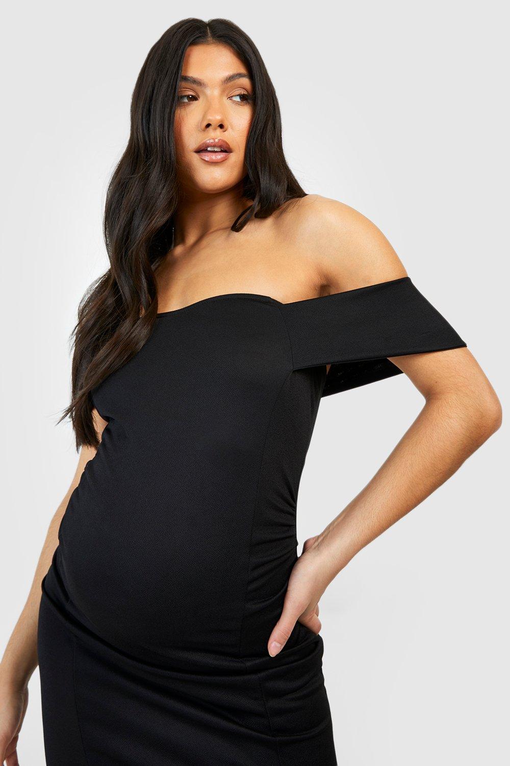 Maternity Bardot Frill Hem Midi Dress boohoo NO