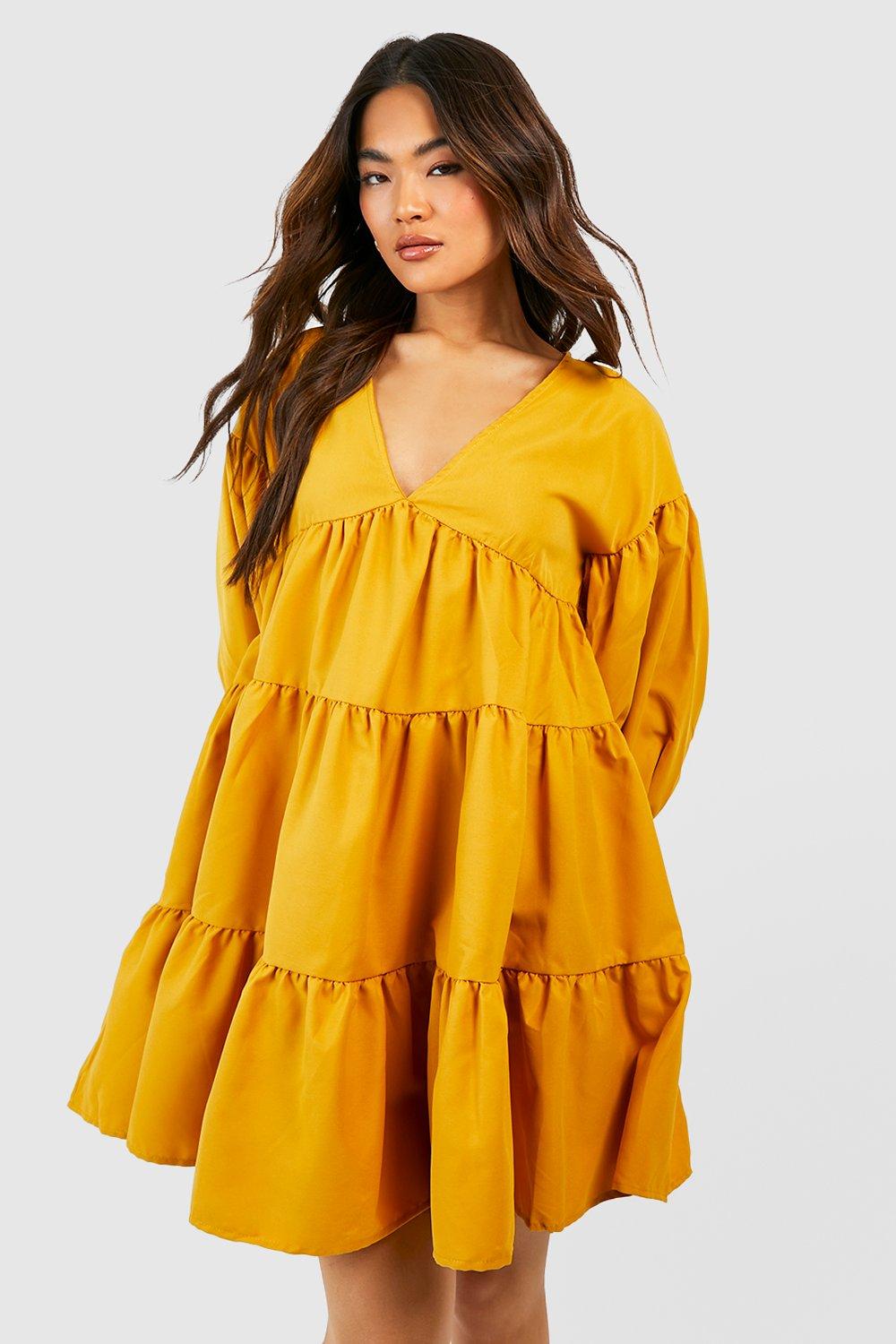 Mustard smock dress hotsell