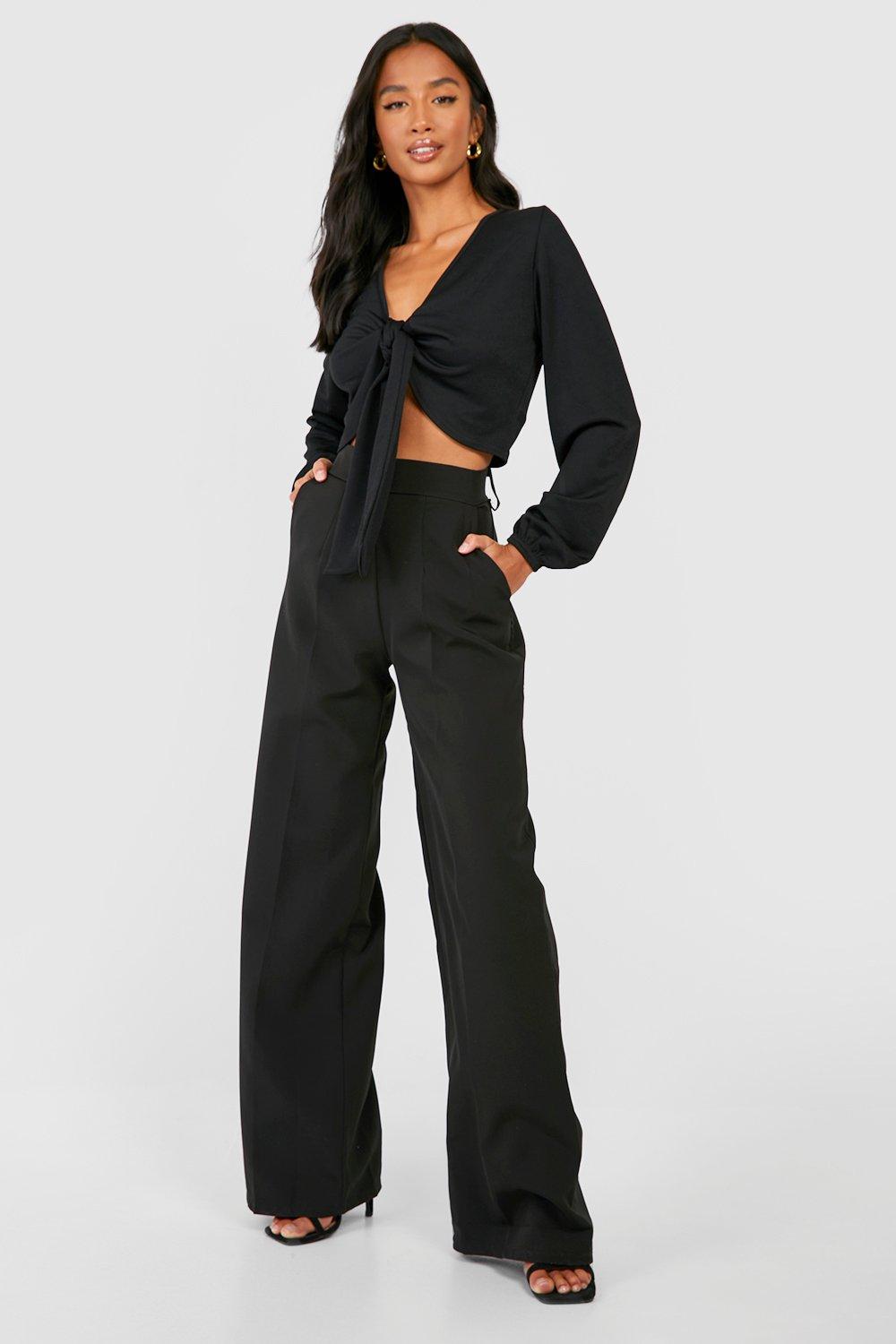 Petite Tie Front Crop Top | boohoo