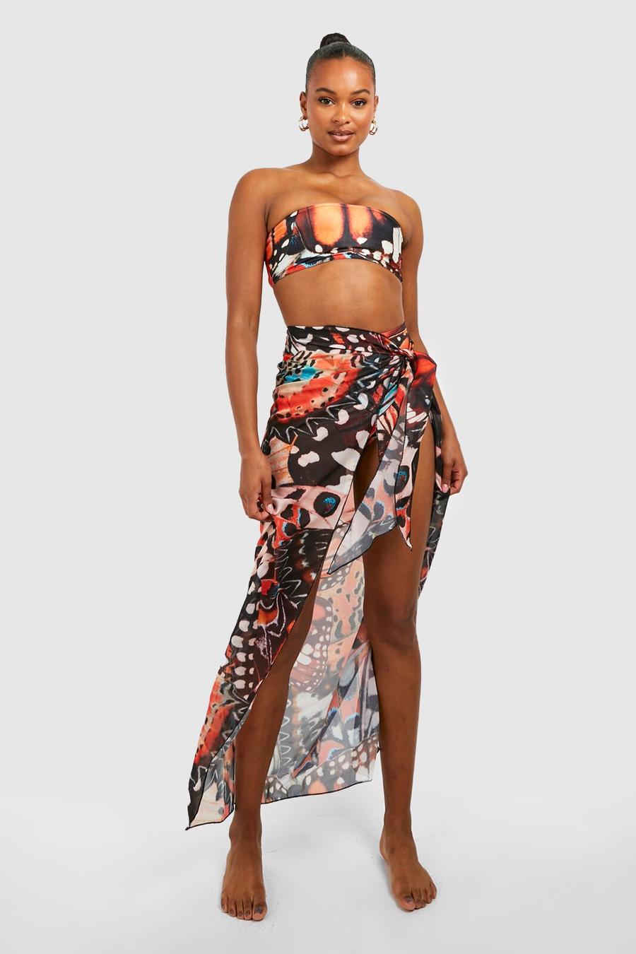 Multi Tall Butterfly Print Maxi Sarong image number 1