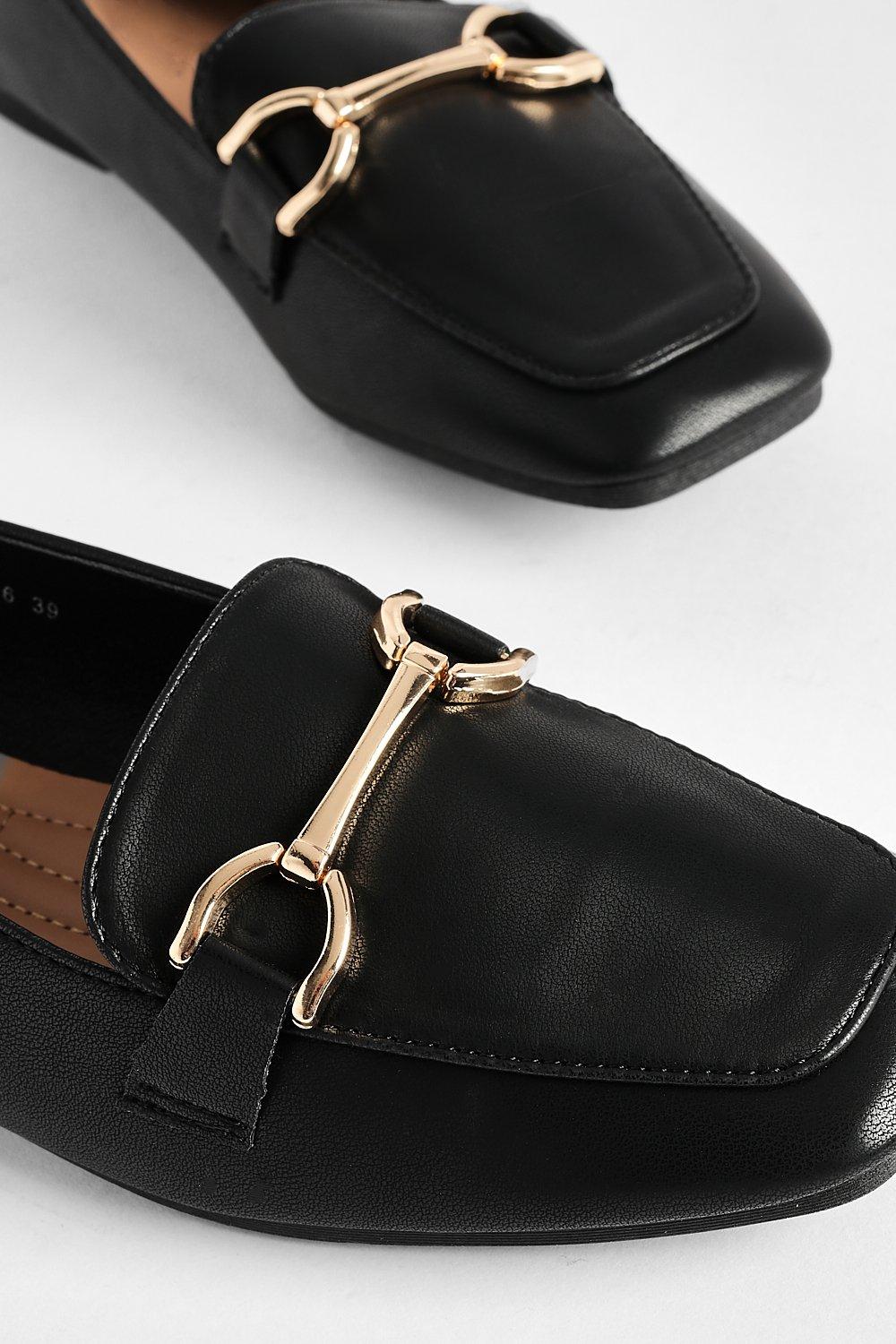 Womens black square toe hot sale loafers