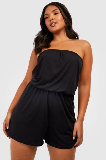 Plus Jersey Knit Beach Bandeau Romper black